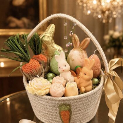 Golden Bunny Spring Luxe Candle Basket